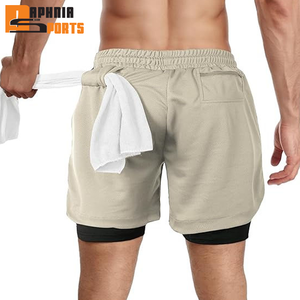 Summer Gym Wear Men's Plus Size Shorts Double <b>Layer</b> Sports Quickly Drying Knee Length Fitness Polyester 2 in 1 Shorts - Product Image 6