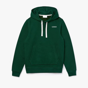 Modern Dark Green Oversized <b>Hoodie</b> for Men Cozy Fleece Zipper <b>Waterproof</b> 100% Cotton Minimal Everyday Street Style Winter Wear - Product Image 4