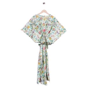 Evening <b>Party</b> Wear Women's <b>Long</b> Abaya <b>Dress</b> Hand Block Printed Kaftan Casual Middle Eastern Handmade Pure Cotton Summer Autumn - Product Image 1