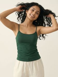 Womens <b>Green</b> <b>Cami</b> <b>Top</b> Slim Fit Sleeveless Spaghetti Strap Scoop Neck Casual Basic Comfortable Daily Wear Fashion Women Tank <b>Tops</b> - Product Image 2