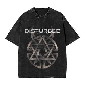 Camisetas de la banda Disturbed para hombre, cuello redondo, 100% algodón, camisetas lavadas, camisetas de manga corta, ropa estampada - Product Image 3
