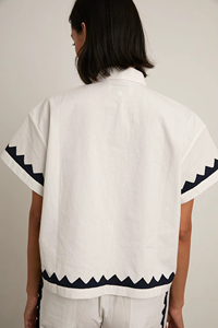 Conjunto de 2 Piezas para Mujer, Top Corto sin Mangas con Cuello Redondo y Bordado en Color Sólido, Tejido de Algodón Khadi, Estilo Casual - Product Image 4