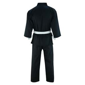 Uniforme de karaté noir pour adultes unisexe, 100% coton, vêtements d'entraînement durables, coupe régulière, ceinture blanche incluse - Product Image 5