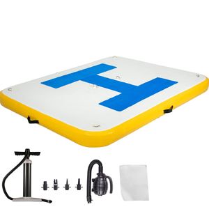 Plataforma Flotante Inflable de 8x5 Pies con Bomba de Aire Eléctrica para Deportes Acuáticos en Lagos y Mares - Product Image 1