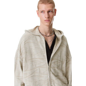 Sudadera con capucha de diseño único 100% algodón polar para hombre, con cremallera personalizada, técnica de teñido liso para la temporada de invierno, venta al por mayor - Product Image 3