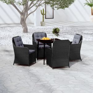 Set da Pranzo da Giardino in Rattan Nero per 4 Persone, Resistente alle Intemperie, Arredamento da Esterno in Stile Contemporaneo - Product Image 1