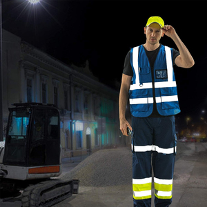 Gilet de sécurité réfléchissant avec poches, fermeture éclair, bandes réfléchissantes haute visibilité, plusieurs poches, gilet en maille haute visibilité pour hommes - Product Image 6