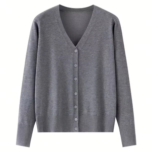 Cárdigan de Invierno para Mujer, Formal, Cuello Redondo, Tejido Estándar, Ecológico, de Secado Rápido, Antiarrugas, Transpirable, Vintage, Manga Larga - Product Image 1