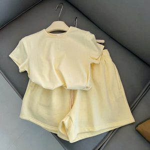 Women's 2-Piece <b>Shorts</b> Set Solid O-Neck <b>Short</b> Sleeve Sporty Casual Top High Waist <b>Shorts</b> Quick-Drying Cotton/<b>polyester</b> - Product Image 6