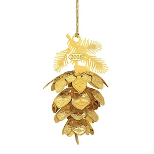 Adorno colgante de metal con forma de piña de pino para decoración de árboles, accesorios festivos para fiestas en casa. - Product Image 1