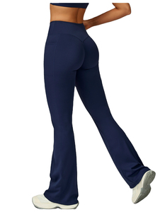 Women Mid-Waisted Butt-Lifting Tummy-Control V-Cut <b>Flare</b> Casual Summer Solid 100% Cotton Breathable Anti-Bacterial <b>Leggings</b> - Product Image 4