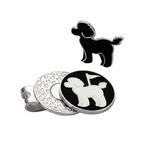 Marqueur de balle de golf en forme de chien Poodle Doodle, personnalisé, avec clip magnétique pour chapeau, en émail plaqué argent, accessoires de golf promotionnels en gros
