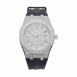 Reloj de Diamantes Moissanite con Números Arábigos, Totalmente Cubierto de Diamantes, Reloj de Función para Hombre, Reloj de Acero Inoxidable para Hombre y Mujer - Product Image 4