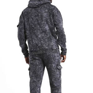 Chándal de invierno para hombre estilo fábrica, con capucha, lavado ácido, tallas grandes, 100% algodón, hecho a medida, diseño 2 en 1, alta calidad, venta al por mayor - Product Image 2