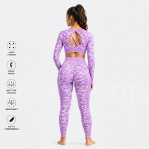 Ensemble de yoga pour femmes de haute qualité : haut à manches longues et leggings taille haute respirants, extensibles et écologiques pour l'entraînement en salle de sport - Product Image 3