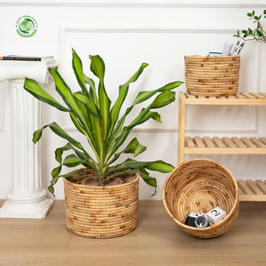 Ensemble de 3 paniers polyvalents en jacinthe d'eau pour la maison, paniers de rangement faits à la main, vente en gros, écologiques, fabriqués au Vietnam - Product Image 5