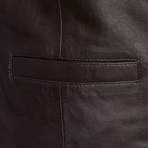 Chaleco de Cuero para Motocicleta, Clásico, de Lana, Casual, de Invierno, para Hombre, Chaleco de Motociclista Genuino, Transpirable, con Botones Cubiertos, Cuello en V - Product Image 4