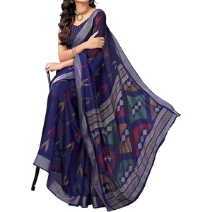 Sari Estampado para Mujer con Diseños Florales, Colores Vibrantes, Material Ligero y Bordes Hermosos para Ocasiones Festivas y Casuales - Product Image 3