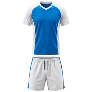 Unisex Blue White Polyester Sublimation Printed Sport Jersey Shorts Set Breathable <b>Athletic</b> Wear Adult Uniform In-Stock - Product Image 1