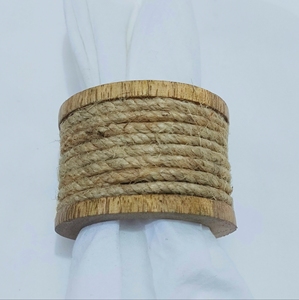 Boho Wooden Napkin Ring with Jute Rope <b>Wrap</b>, Decorative Table Napkin Holder for Home Dining, Festive and <b>Wedding</b> Decor - Product Image 6