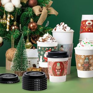 Set di 50 Bicchieri Usa e Getta da 24 oz per Natale, Tazze da Caffè Antigoccia con Coperchi e Manicotti Resistenti per le Festività - Product Image 2