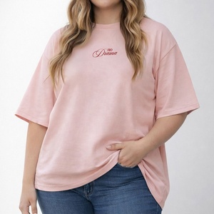 Womens Oversized Graphic T Shirt 100 Cotton Drop Shoulder <b>Pink</b> Streetwear Crewneck Tee Apparel Manufacturer - Product Image 1