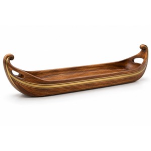 Plateau de service artisanal en bois de manguier Kerala Chundan Vallam Boat, vente en gros - Product Image 1