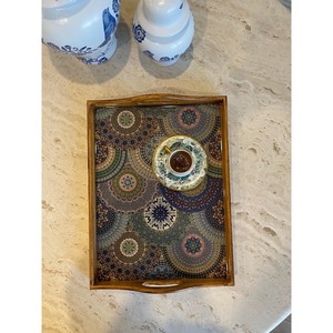 ถาดไม้ตกแต่งลายนามธรรมรูปทรงสี่เหลี่ยมผืนผ้า ทำด้วยมือสำหรับโต๊ะกาแฟ - Product Image 4