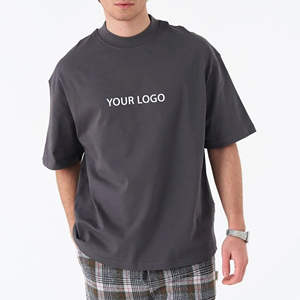 Camiseta para Hombre, Corte Cuadrado, Hombros Caídos, Estilo Urbano, Color Gris, con Logotipo Estampado - Product Image 1