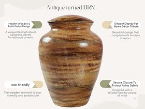 Urna artesanal hecha a mano, tallado en madera, artesanía natural, pulida, decorativa, única, elegante - Product Image 2