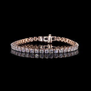 Pulsera de tenis de oro rosa con diamantes creados en laboratorio, oro macizo de 14K chapado en rodio, certificado IGI, corte brillante, sostenible, fina, para mujer - Product Image 1