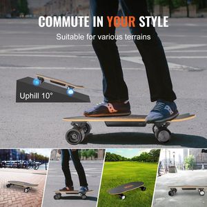 Skateboard Elettrico Longboard con Velocità Massima di 22 km/h e Autonomia Massima di 12 km, 3 Livelli di Velocità Regolabili, Telecomando - Product Image 6