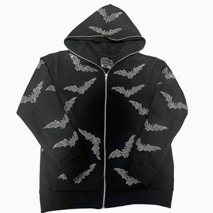 Hoodie zippé intégral en molleton de coton, coupe oversize, unisexe, streetwear, faible quantité minimum de commande. - Product Image 2