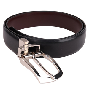 Ceinture en cuir véritable pour homme, style formel, marron noir, boucle réversible - Product Image 4