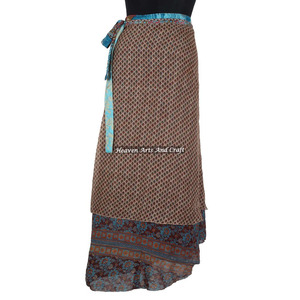 Indian Saree Silk Wrap <b>Skirt</b> <b>Boho</b> Stylish Multi Color Summer Wear Comfortable Fashion Hippie Style Free Size Gypsy Women Ladies - Product Image 5