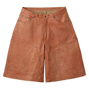 Shorts cargo taille haute pour homme, couleur unie, style workwear, respirant, en polyester tissé, avec poches et braguette boutonnée - Product Image 1