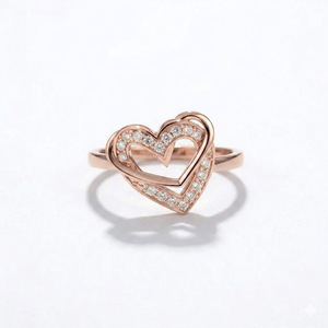 Anillo de Oro de 14K con Doble Corazón Entrelazado Eterno para Mujer, Anillo de Promesa con Diamante Cultivado en Laboratorio de 0.25ct, Joyería Romántica y Delicada - Product Image 3
