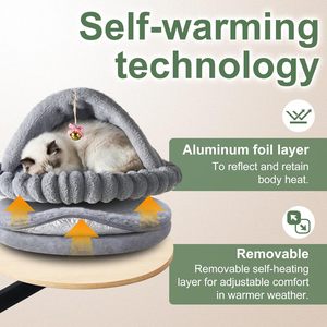 Cat Desk Bed with Self-Heating Pad – Desk Mounted Cat Bed Nest with Bell | Cozy Cat <b>Hammock</b> for Desk, Cat Bed for Desk - Product Image 3
