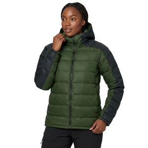 Veste d'hiver pour homme à capuche en duvet, couleur unie vert noir, coupe-vent, fermeture éclair, vêtements d'extérieur décontractés, coupe régulière - Product Image 5