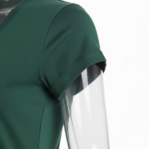 Camiseta de Mujer, Cuello Redondo, Manga Corta, Felpa, 100% Algodón, Corte Regular, Casual, Cierre de Botones, Color Sólido, Protección UV - Product Image 3
