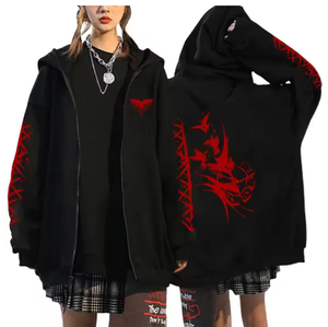 Sweat-shirt à capuche noir pour femme, veste zippée surdimensionnée chaude pour l'hiver, streetwear décontracté, tendance mode - Product Image 5
