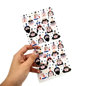Étiquettes d'emballage - Carnet de poche mignon avec motif de fille de dessin animé et autocollants décoratifs, petit journal pour téléphone et notes - Product Image 4