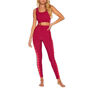 Vêtements de sport tendance en coton uni personnalisables, ensemble 2 pièces, haut et legging de yoga, tenue de sport pour femmes, yoga, gym, fitness - Product Image 2