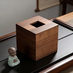 กล่องใส่กระดาษทิชชูไม้สีเข้มธรรมชาติ ดีไซน์คลาสสิก จัดระเบียบห้องอย่างเรียบง่าย กล่องใส่กระดาษทิชชูทรงสี่เหลี่ยมลายไม้สวยงาม - Product Image 2