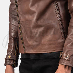 Chaqueta de Motociclista de Cuero Marrón Cognac Premium para Hombre, Piel de Oveja Genuina, Corte Ajustado, Mangas con Paneles, Estilo Deportivo - Product Image 6