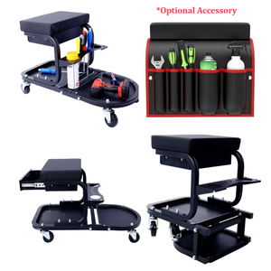 Asiento rodante de mecánico con cajón y bandeja de almacenamiento de herramientas, taburete de garaje con ruedas, carro de taller automotriz GAPGAR032 - Product Image 5