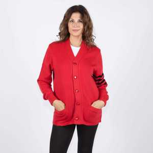 Cardigans à col en V rouges personnalisés avec logo, manches longues, couleur unie, tricot acrylique, fermeture boutonnée, vêtements décontractés d'automne - Product Image 4