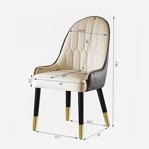 Set of 2 <b>White</b> and Brown Metal Legs <b>Dining</b> <b>Chairs</b> with PU Leather Durable and Stylish Furniture - Product Image 3