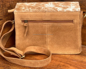 Sac à main en cuir suédé marron Boot Stitch Western Crossbody Handbag Véritable cheveux sur la peau sac à main en cuir femmes Laser Print Suede Bag - Product Image 5