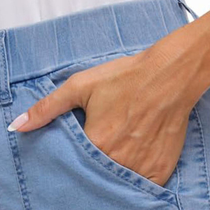 Shorts en jean décontractés pour femme, coupe ample, taille mi-haute, en coton délavé doux, pour l'été, mode féminine, denim bleu - Product Image 6